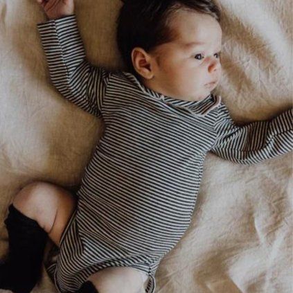 GRAY LABEL Baby overálek s límečkem - GOTS Nearly Black - Cream