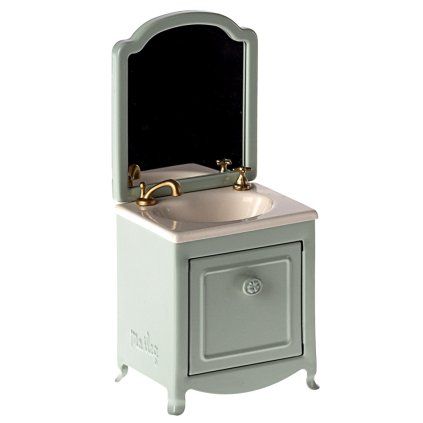 MAILEG Washbasin cabinet with mirror for mice - mint S24