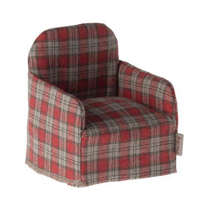 MAILEG Plyšové křeslo pro myšky - Red checker S24