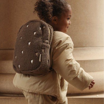 STUDIO NOOS Mini batoh - Brown Teddy Hearts