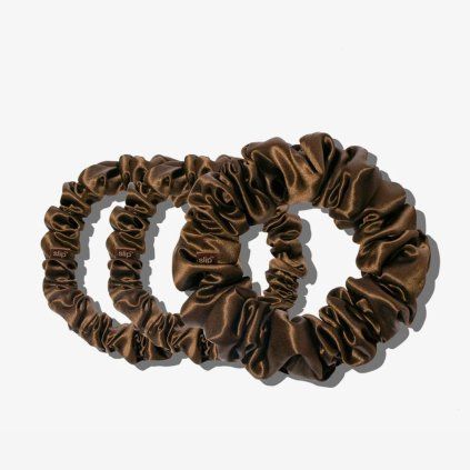 SLIP Hedvábné gumičky Midi/Large - Dark Brown 3x