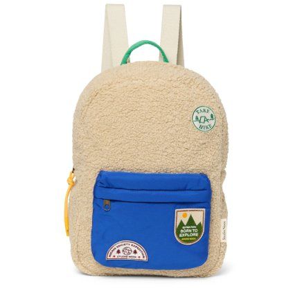 STUDIO NOOS Midi batoh - Ecru Teddy Cobalt FP