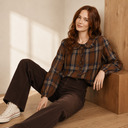 EMILE ET IDA Blouse CARO - CARREAUX