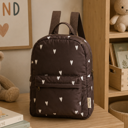 STUDIO NOOS Midi backpack Puffy - Brown Hearts