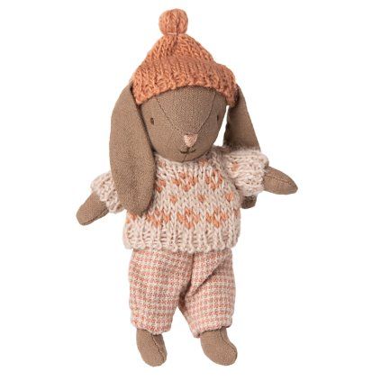 MAILEG Zimní zajíček Micro - Brown/rose S25