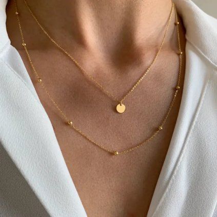 VICTOIRE COLLECTION Náhrdelník Double Row Chain Round Pendant
