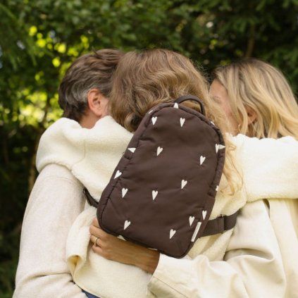STUDIO NOOS Mini batoh Puffy - Brown Hearts