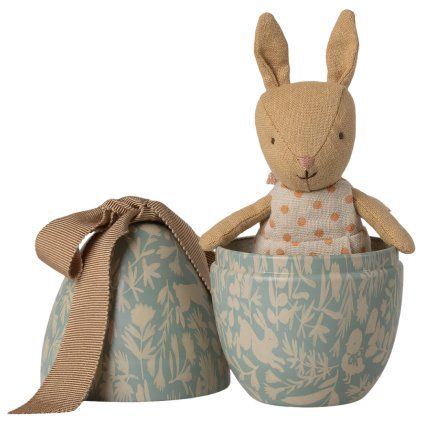 MAILEG Velikonoční kovové vajíčko se zajíčkem Small - Dusty blue S26