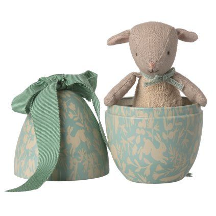 MAILEG Velikonoční kovové vajíčko s jehňátkem Small - Dusty mint S26