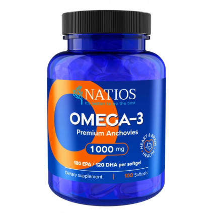 NATIOS Omega 3 Premium Anchovies, 1000 mg, 100 softgel kapslí (1)