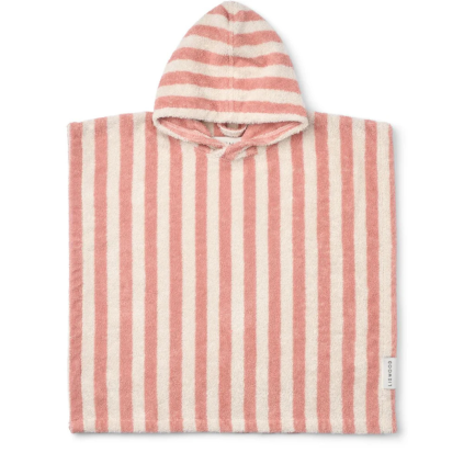 LIEWOOD Pončo Koi Terry -  Coral blush / creme de la creme stripe