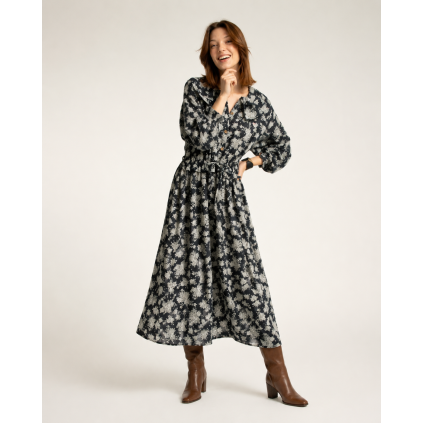 SISTERS DEPARTMENT Dámské šaty black - floral jacquard
