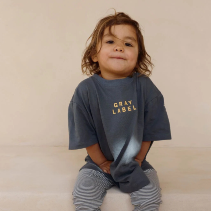 GRAY LABEL Tričko Oversized GOTS - Blue Gray - Bright Cookie