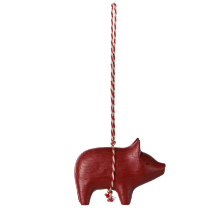MAILEG Dřevěná ozdoba Pig red S26