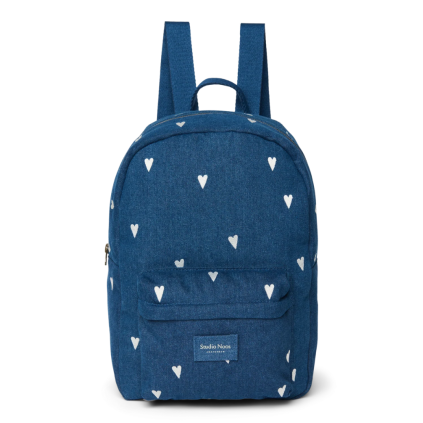 STUDIO NOOS Midi batoh Denim Dark Blue White Hearts (4)