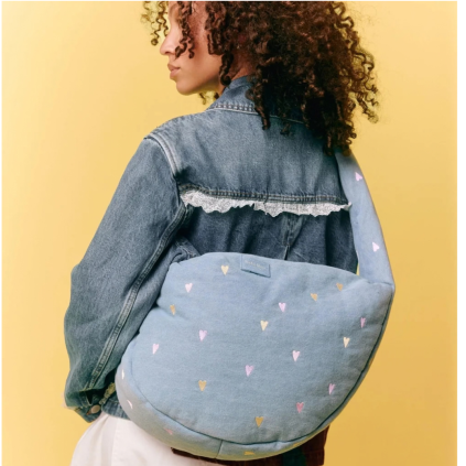 STUDIO NOOS Taška Cross Body Denim Light Blue Hearts (8)