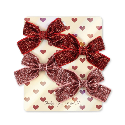 KONGES SLOJD Sponky mašličky RED GLITTER ROSE GLITTER (3)