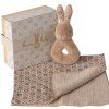 MAILEG Dárkový set chrastítko králíček a muchláček - Cream peach