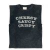 SISTERS DEPARTMENT Dámské tričko - Faded black  "cheesy saucy crispy"