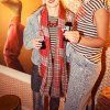 SISTERS DEPARTMENT Dámské kalhoty - Washed blue denim w/ animal print