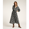 SISTERS DEPARTMENT Long dress w/ collar Black w/ floral jacquard