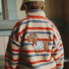 KONGES SLOJD Bunda JODY TEDDY TANGERINE STRIPE (1)