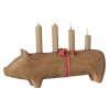 MAILEG Dřevěný svícen Pig Advent large red S26 (3)